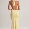 Hallie Modal halternek maxi-jurk in Lemon Sherbet