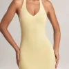 Hallie Modal halternek maxi-jurk in Lemon Sherbet