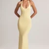 Hallie Modal halternek maxi-jurk in Lemon Sherbet