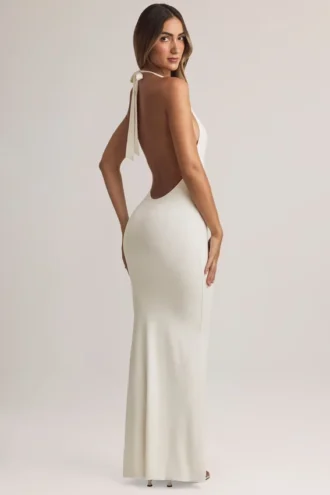 Hallie Modal halternek maxi-jurk in wit