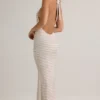 Hallie Modal halternek maxi-jurk met roze-gele strepen