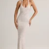 Hallie Modal halternek maxi-jurk met roze-gele strepen