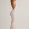 Hallie Modal halternek maxi-jurk met roze-gele strepen