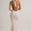 Hallie Modal halternek maxi-jurk met roze-gele strepen