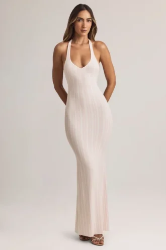 Hallie Modal halternek maxi-jurk met streepjesprint