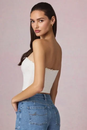 Hania Modal Broderie Anglaise Camisole Top in wit