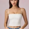 Hania Modal Broderie Anglaise Camisole Top in wit