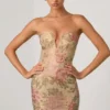 Harlie versierde minijurk met sweetheart-hals in Rose Hotfix