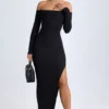 Honora Modal off-shoulder maxi-jurk met open rug in zwart