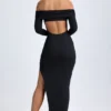 Honora Modal off-shoulder maxi-jurk met open rug in zwart