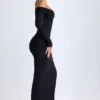 Honora Modal off-shoulder maxi-jurk met open rug in zwart