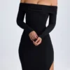 Honora Modal off-shoulder maxi-jurk met open rug in zwart