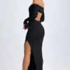 Honora Modal off-shoulder maxi-jurk met open rug in zwart