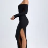 Honora Modal off-shoulder maxi-jurk met open rug in zwart
