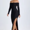 Honora Modal off-shoulder maxi-jurk met open rug in zwart