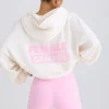 Hoodie van katoenen jersey met textuur en grafische print in wit
