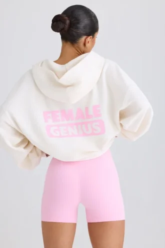 Hoodie van katoenen jersey met textuur en grafische print in wit