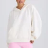 Hoodie van katoenen jersey met textuur en grafische print in wit