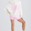 Hoodie van katoenen jersey met textuur en grafische print in wit
