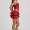 Imani gelaagde minirok met bubbelzoom en middelhoge taille in True Red