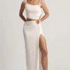 Imara asymmetrische maxi-jurk van gestructureerde jersey in wit