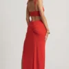 Imara Asymmetrische maxi-jurk van jersey met textuur in Chilirood