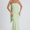 Imogene strapless jurk met sjaaldetail in lentegroen