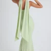 Imogene strapless jurk met sjaaldetail in lentegroen