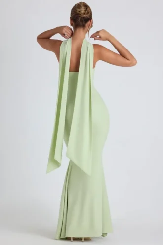 Imogene strapless jurk met sjaaldetail in lentegroen