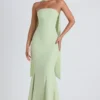 Imogene strapless jurk met sjaaldetail in lentegroen
