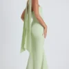 Imogene strapless jurk met sjaaldetail in lentegroen