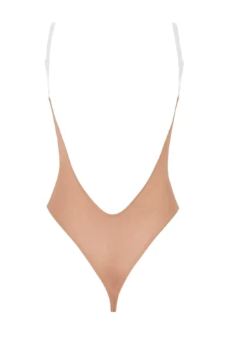 Intimates Body’s met onzichtbare bandjes en string van zacht mesh in Warm Peach
