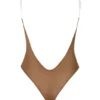 Intimates Soft Mesh Invisible Strap Thong Body in Almond