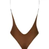 Intimates Soft Mesh Invisible Strap Thong Body in Chestnut