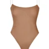 Intimates Soft Mesh Invisible Strap Thong Body in Honey