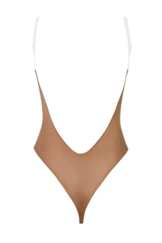 Intimates Soft Mesh Invisible Strap Thong Body in Honey