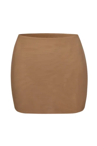 Intimates Soft Mesh Micro Mini Rok met Lage Taille in Almond