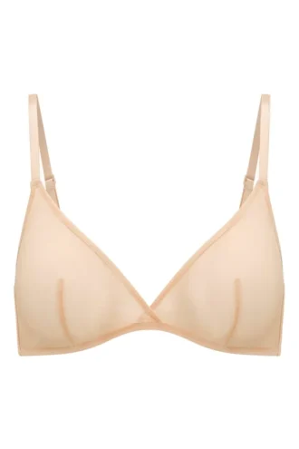 Intimates Soft Mesh Single Layer Triangle Bra in beige