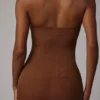 Intimates Soft Sheer-Mesh Bandeau Mini Slip Jurk in Mocha