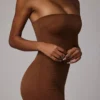 Intimates Soft Sheer-Mesh Bandeau Mini Slip Jurk in Mocha