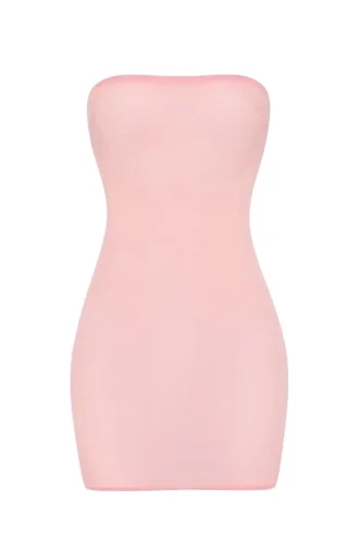 Intimates zachte, doorschijnende mesh bandeau mini-slipjurk in roze