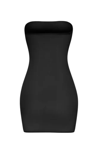 Intimates zachte, doorschijnende mesh bandeau mini-slipjurk in zwart