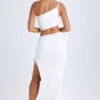 Ishaana gerimpelde maxi-rok met asymmetrische taille in wit