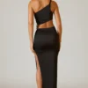 Ishaana maxi-rok met ruches en asymmetrische taille in zwart