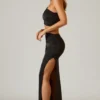 Ishaana maxi-rok met ruches en asymmetrische taille in zwart