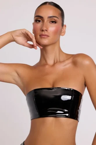 Jadis vinyl bandeau-bralette in zwart