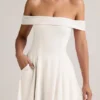 Jaida Modal off-shoulder A-lijn mini-jurk in wit