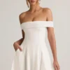 Jaida Modal off-shoulder A-lijn mini-jurk in wit