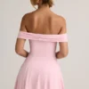 Jaida Modal off-shoulder A-lijn minijurk in babyroze