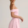 Jaida Modal off-shoulder A-lijn minijurk in babyroze